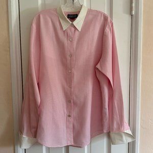 Vintage Lands' End Tailored Pink & White French Cuff Shirt